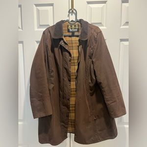 Barbour Newmarket Mac Brown Waxed Coat L1701 Size UK 16! 🤎
